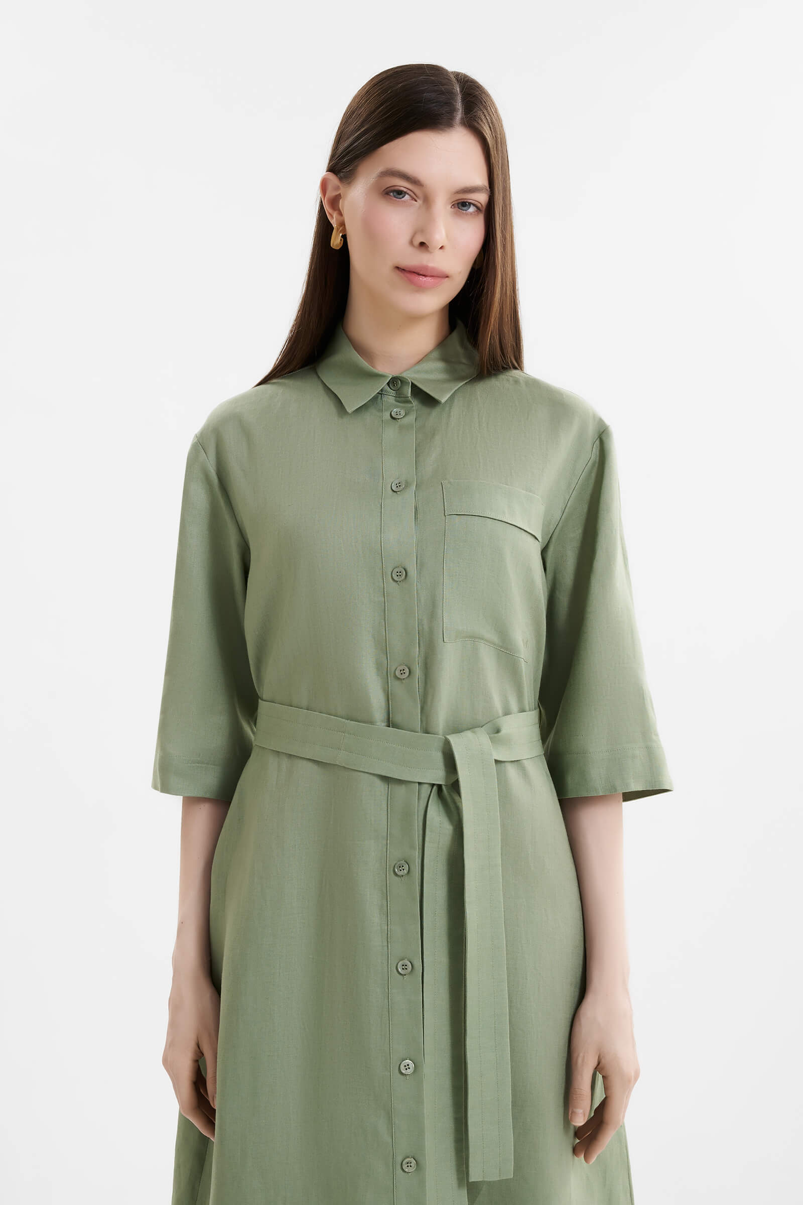 Платье-рубашка из 100% льна Бренд MM