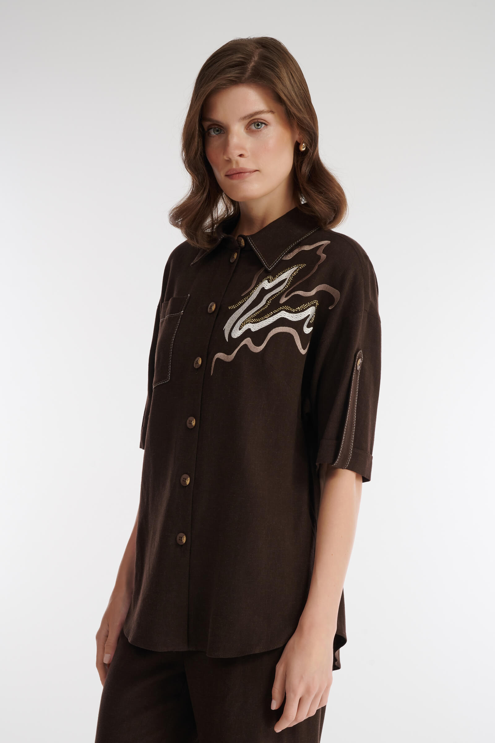 Рубашка с рукавом до локтя Бренд Caterina Leman