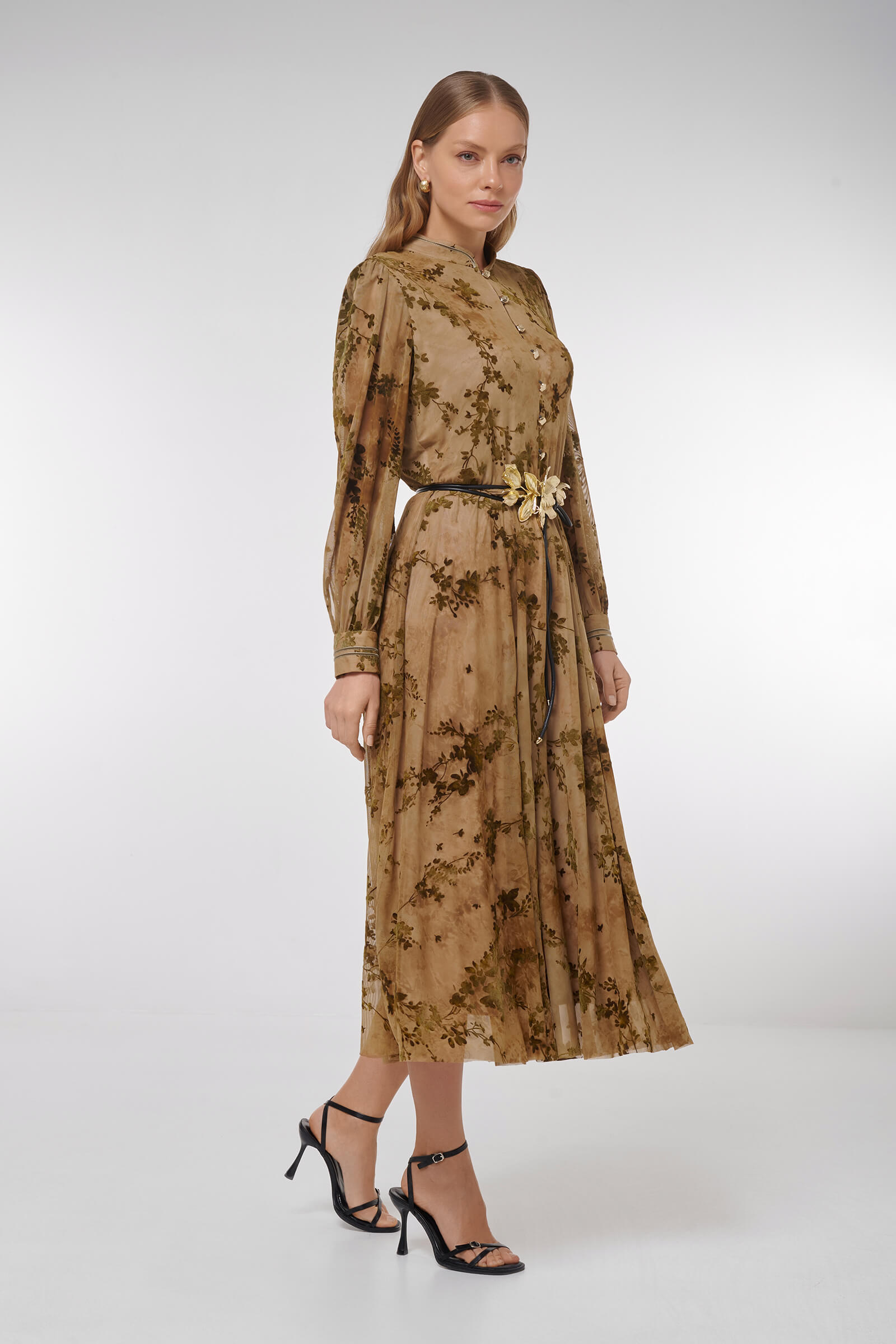 Платье с цветочным узором из велюра Бренд Caterina Leman