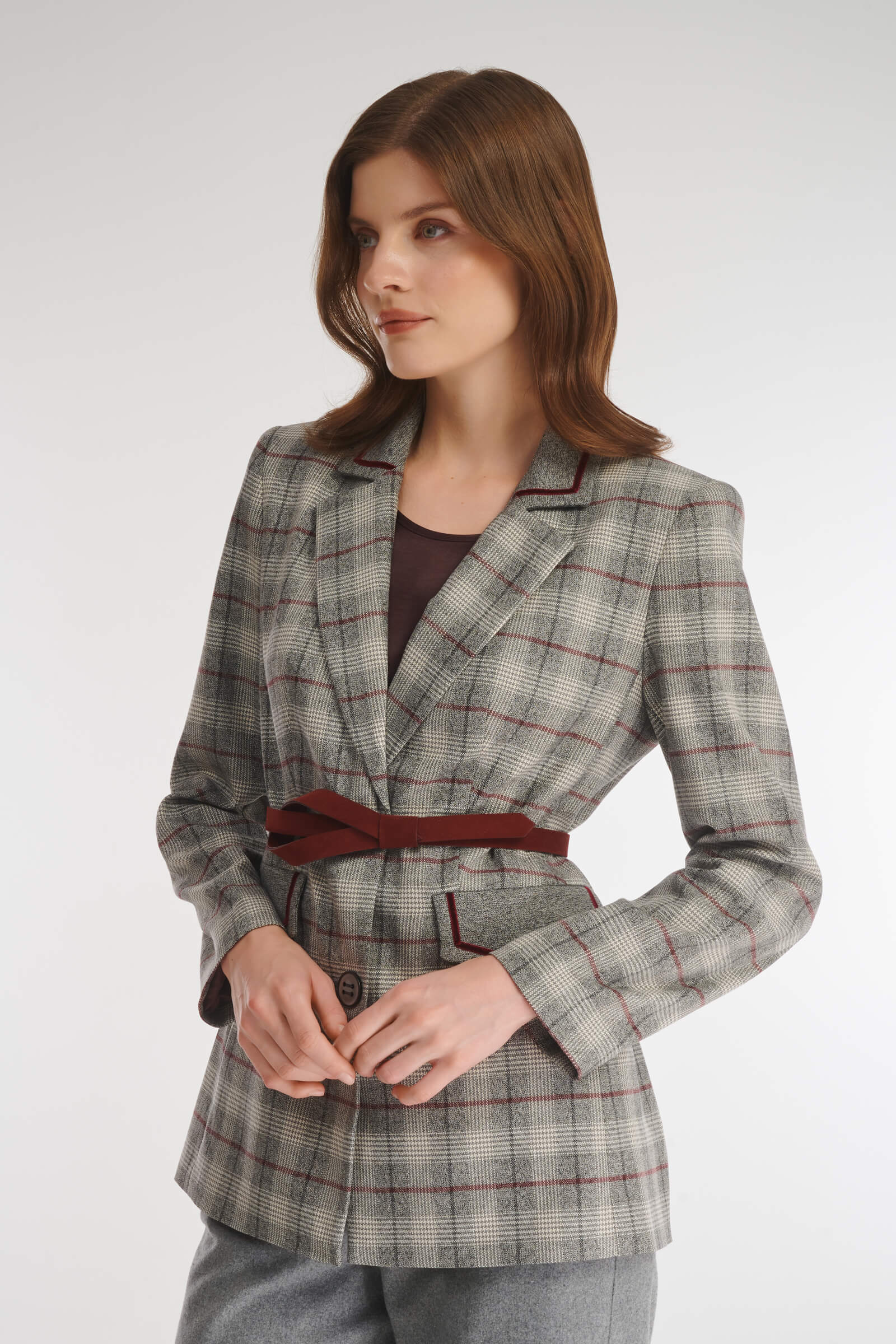 Однобортный пиджак в клетку Бренд Caterina Leman