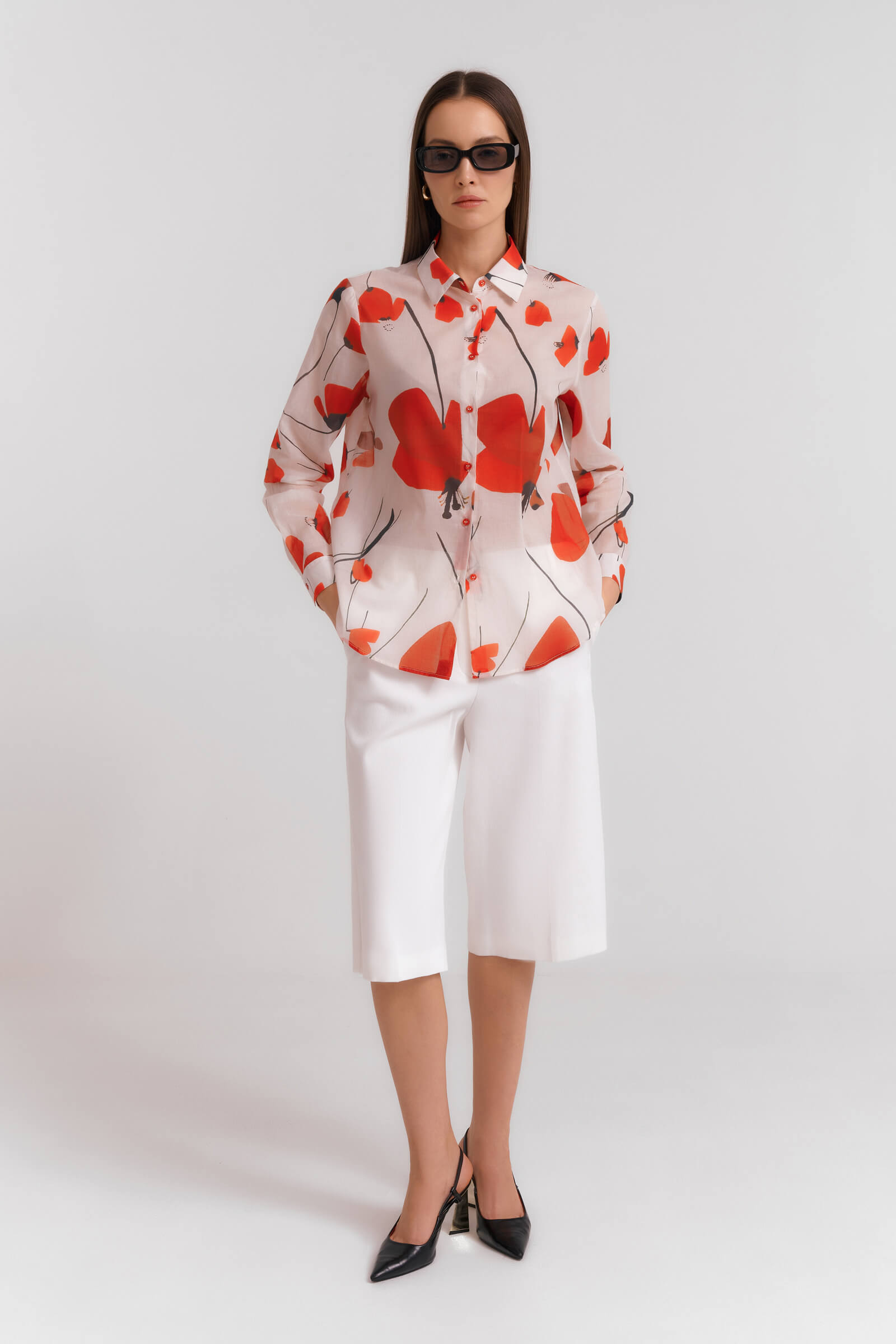 Рубашка с цветочным принтом Бренд Diana Gallesi