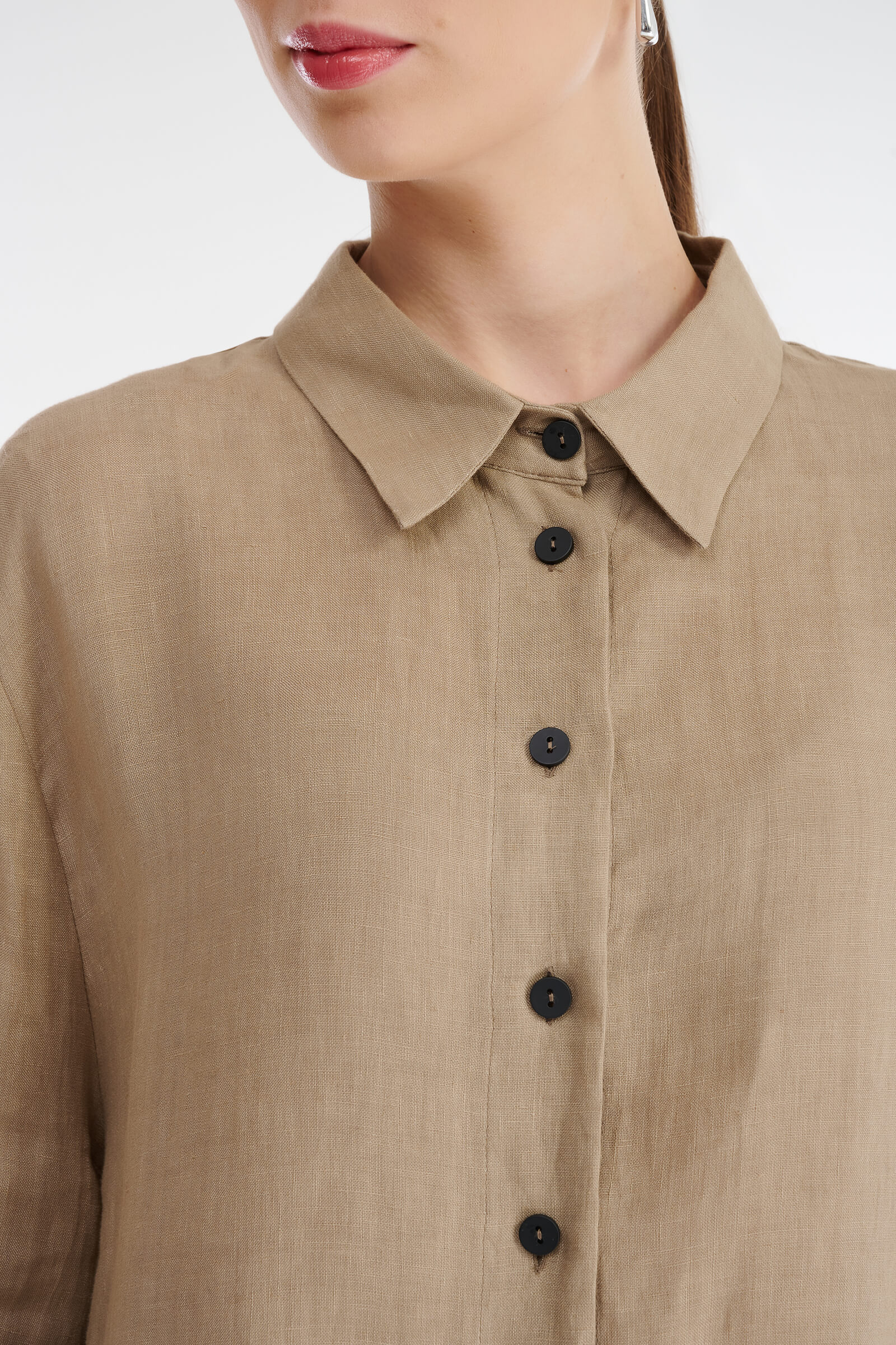 Льняная рубашка на пуговицах Бренд Sarah Pacini