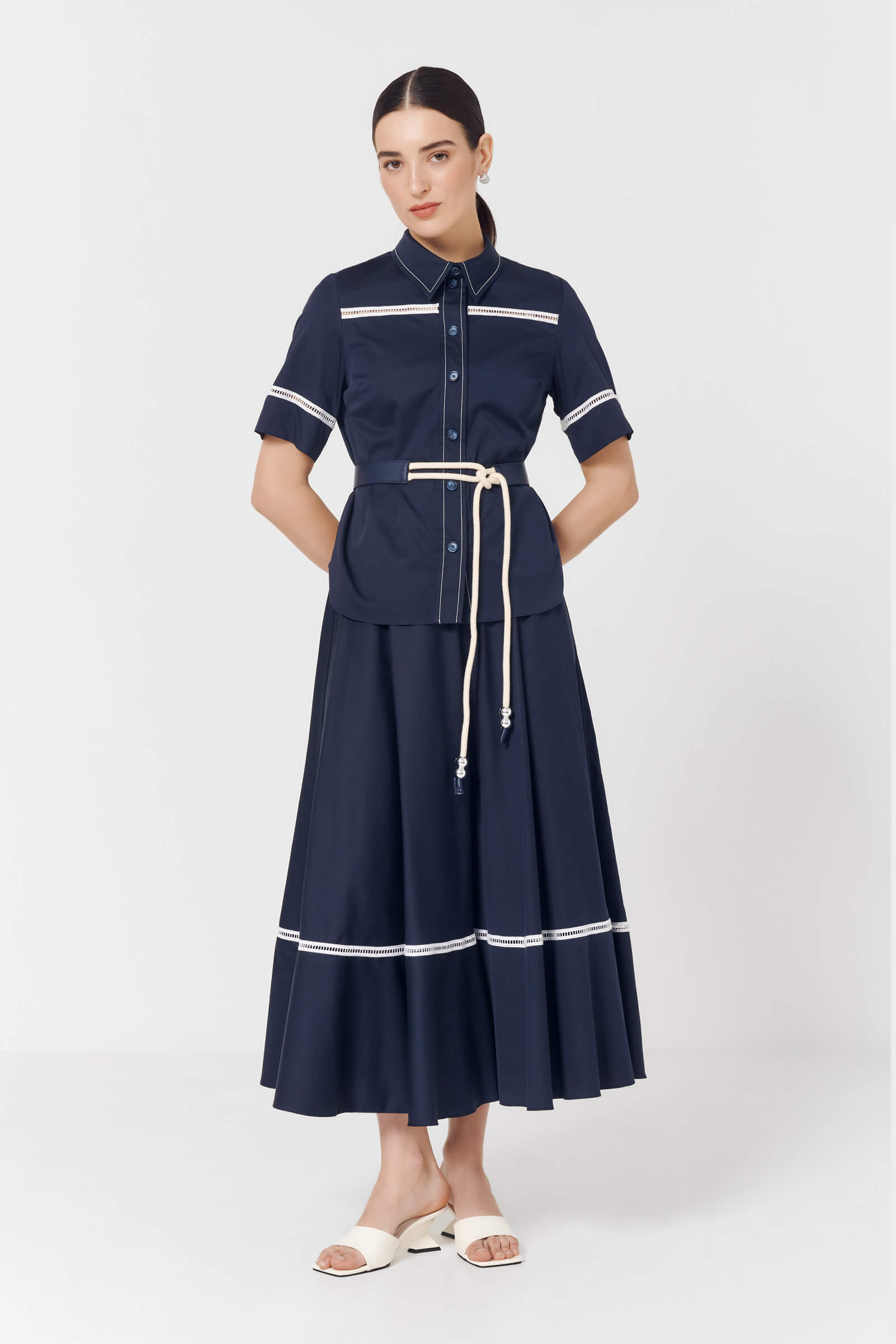 Рубашка в морском стиле с поясом Бренд Caterina Leman