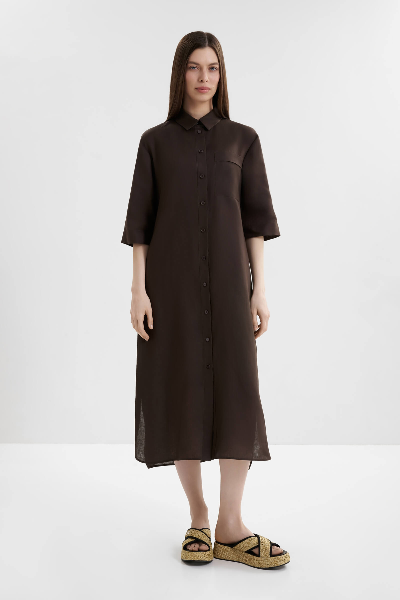 Платье-рубашка из 100% льна Бренд MM