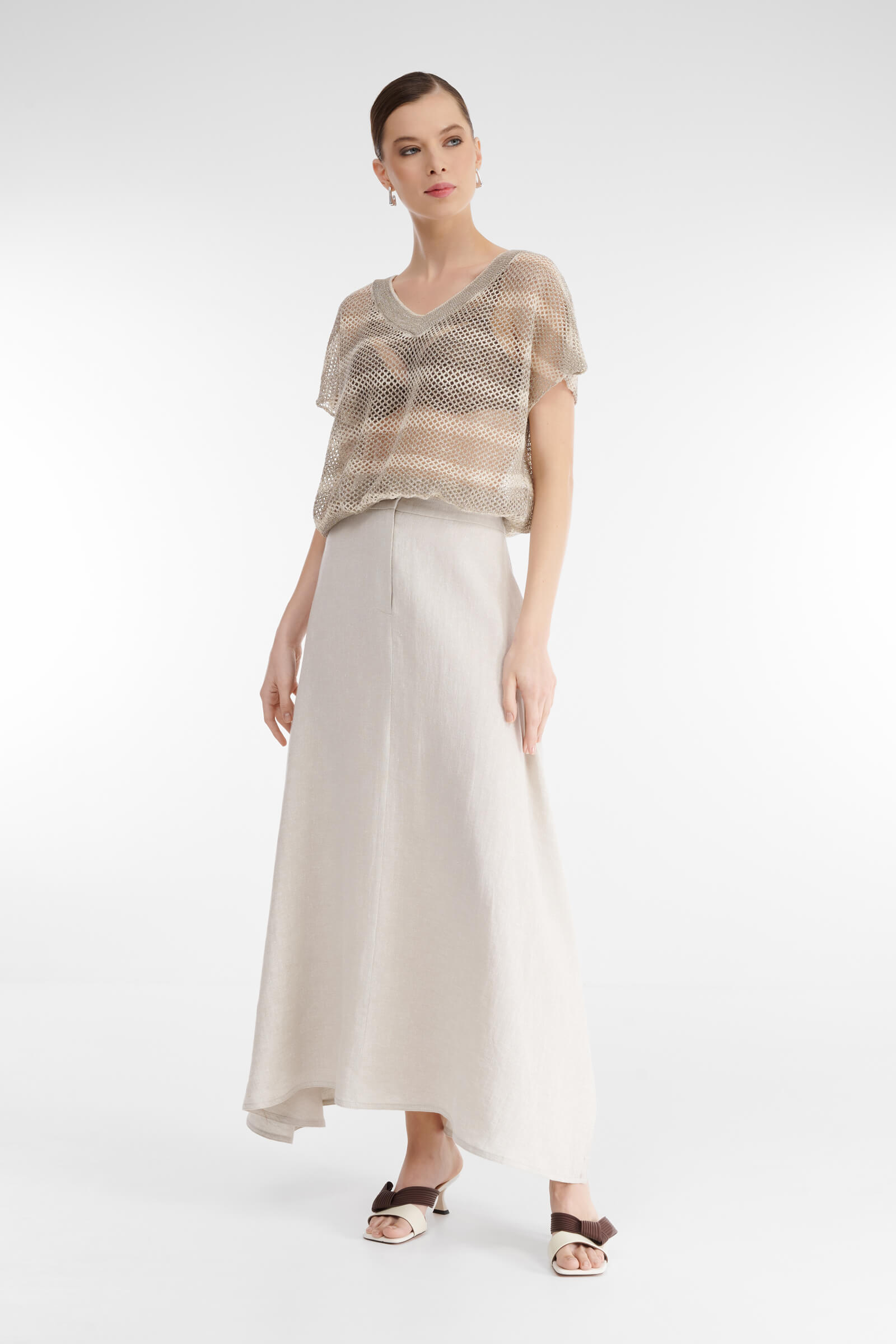 Льняная юбка с асимметричным подолом Бренд Sarah Pacini