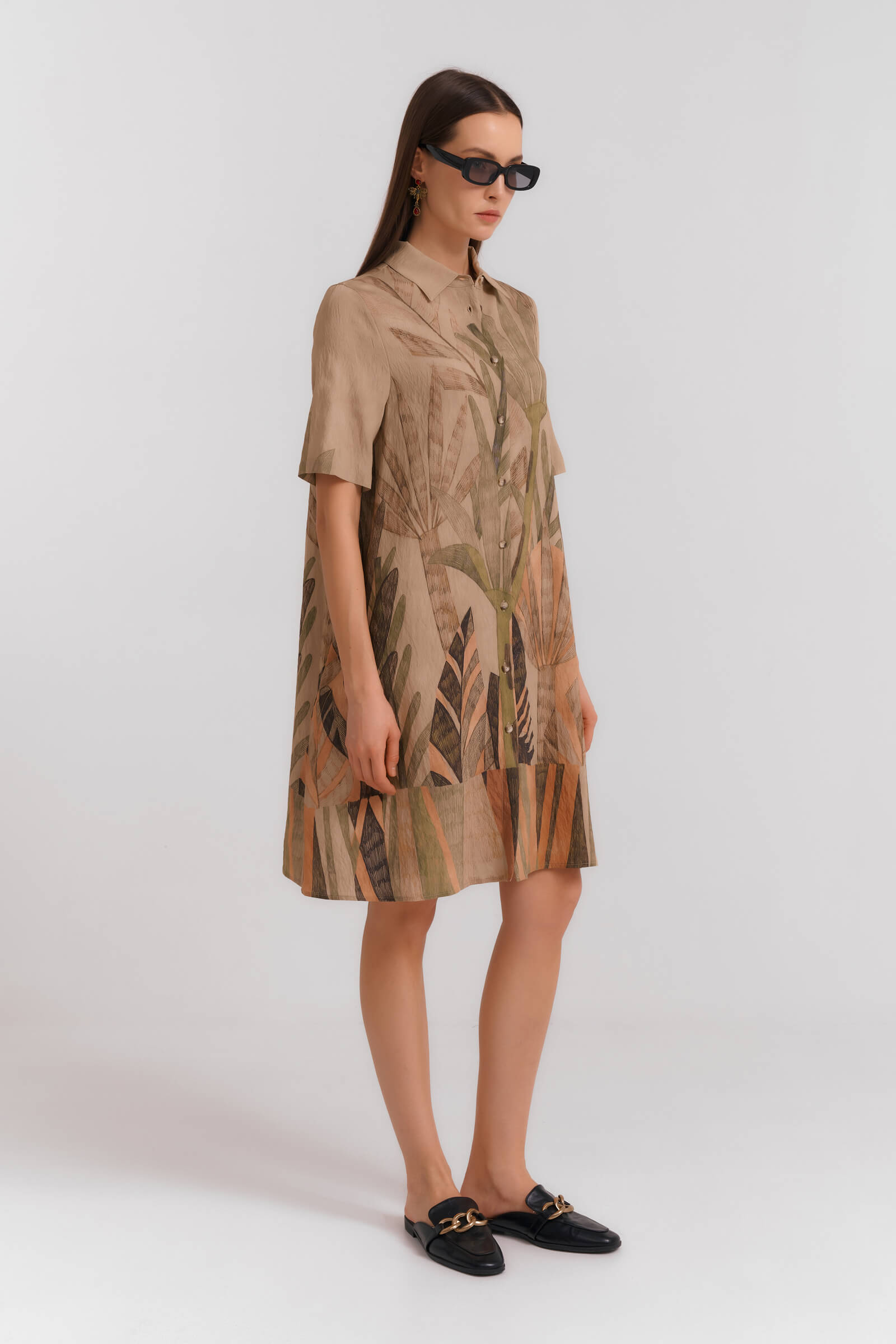 Платье-рубашка с растительным принтом Бренд Diana Gallesi