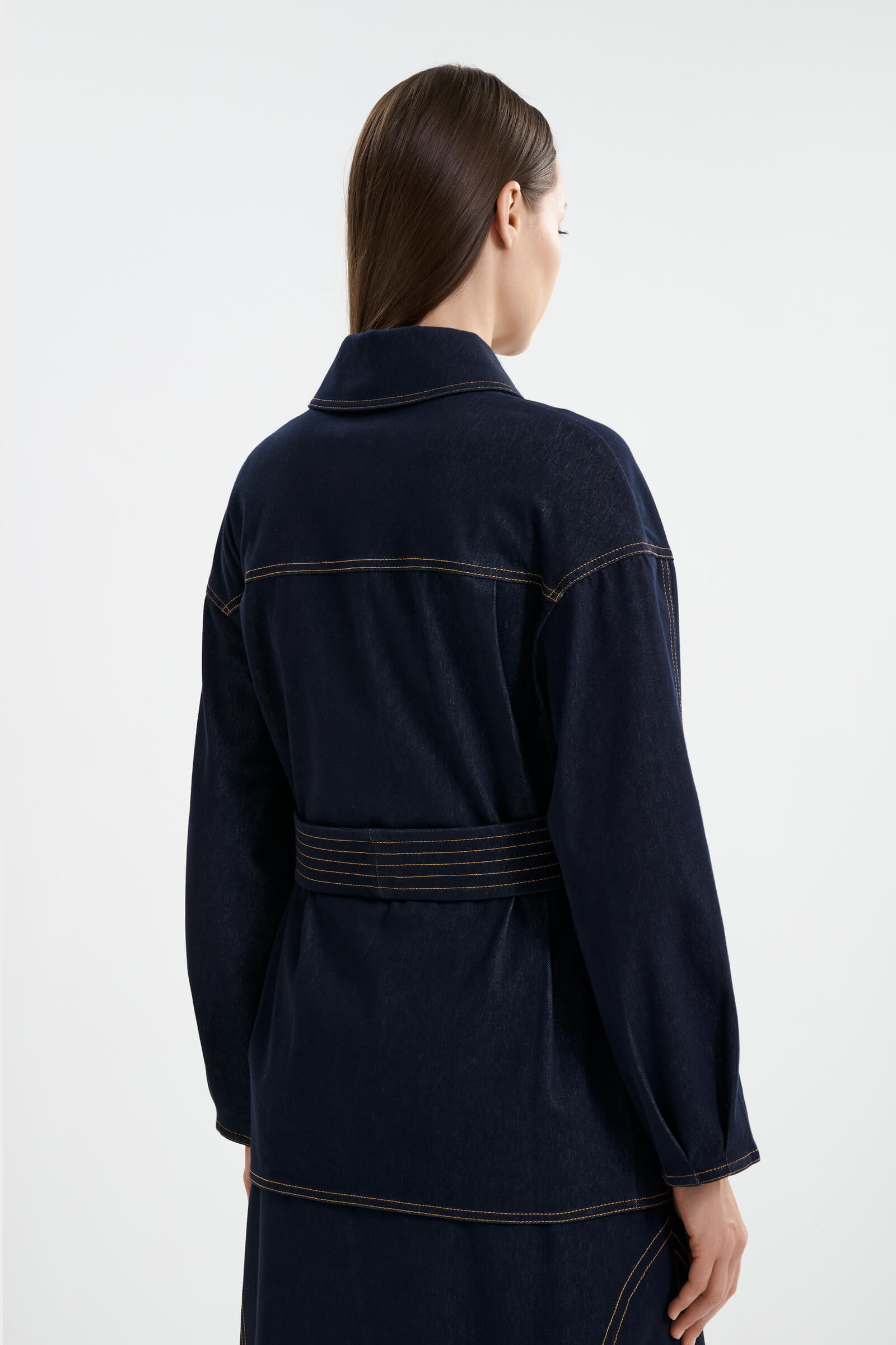 Джинсовая куртка с поясом Бренд MM