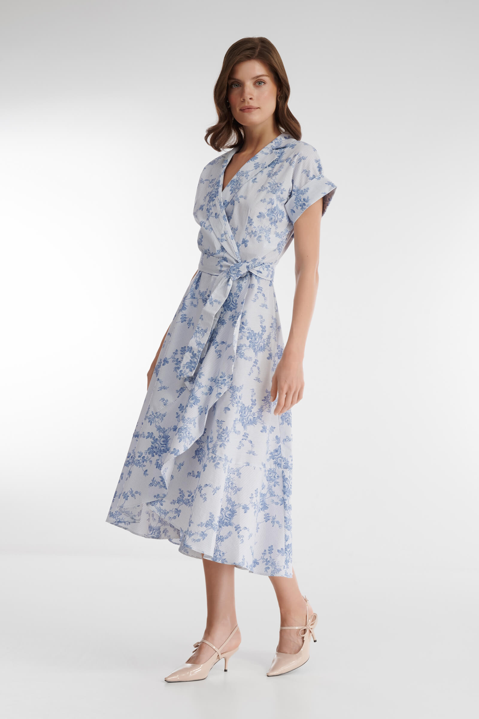 Платье на запах с комбинированным принтом Бренд Caterina Leman