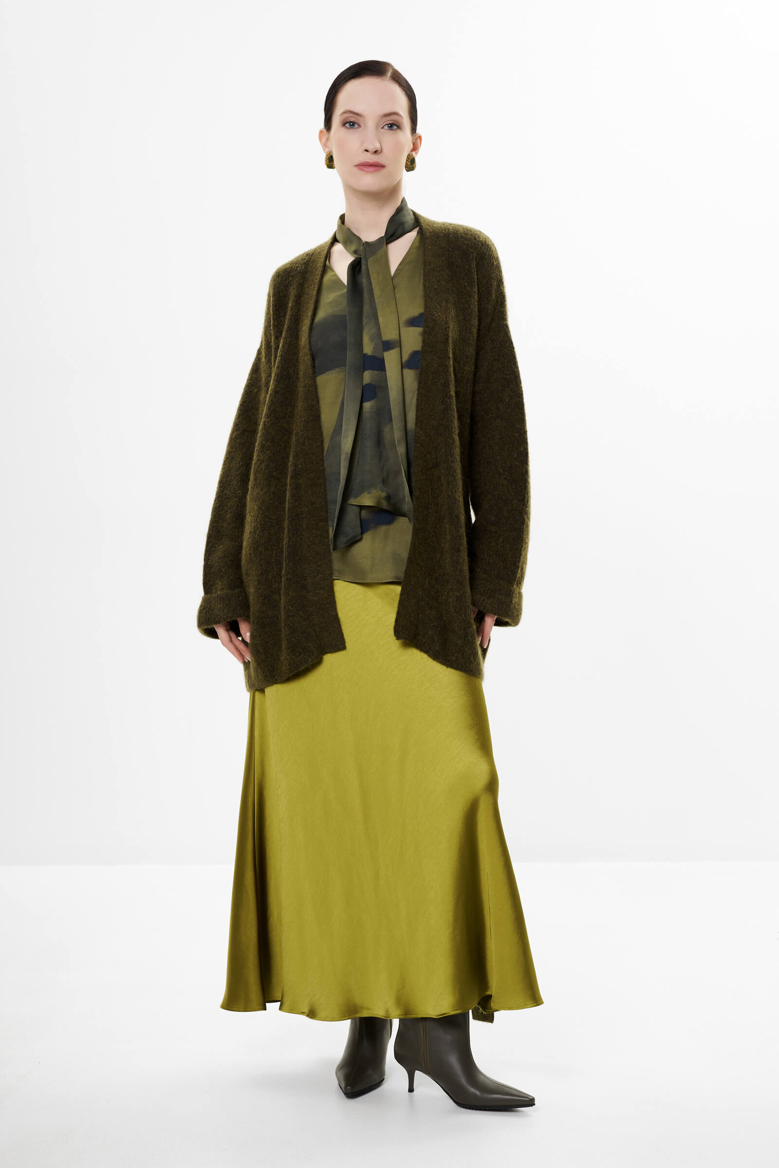 Удлиненный кардиган с шерстью и мохером Бренд Diana Gallesi