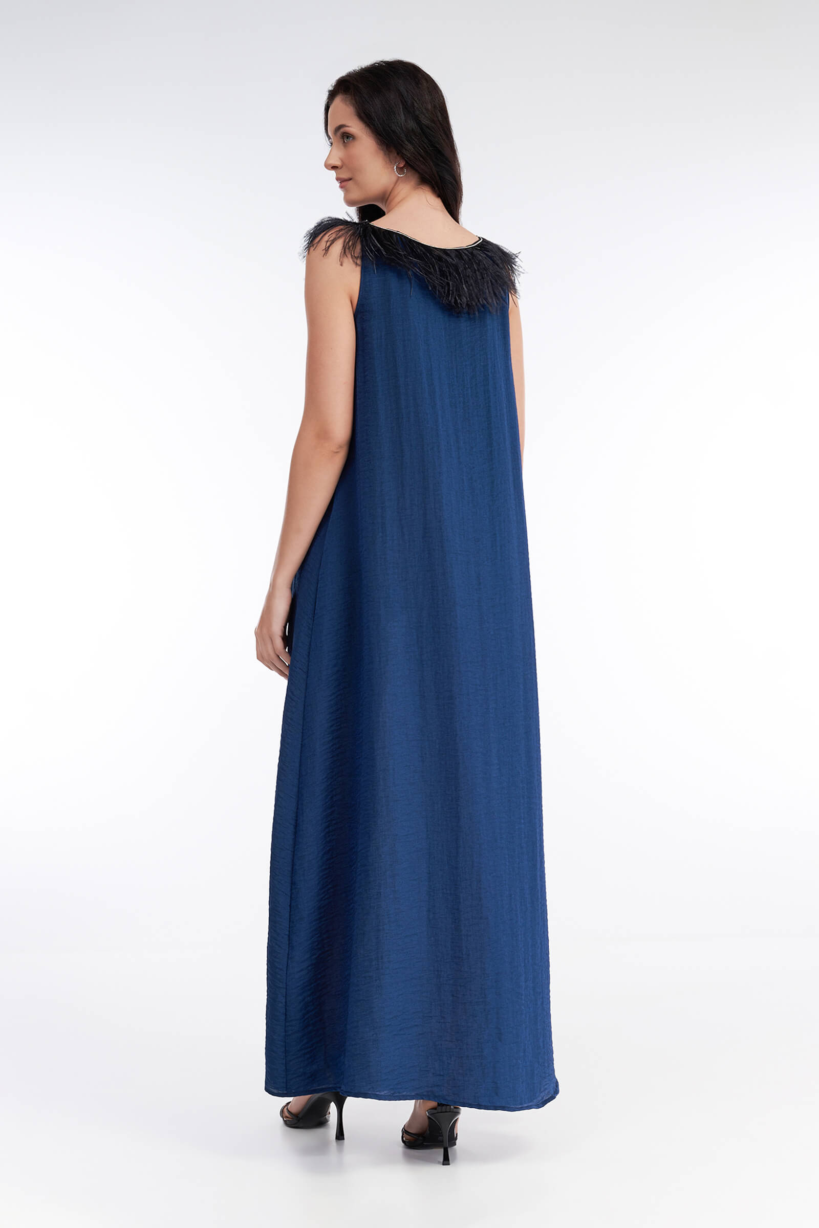 Платье макси с перьями Бренд Rocco Ragni