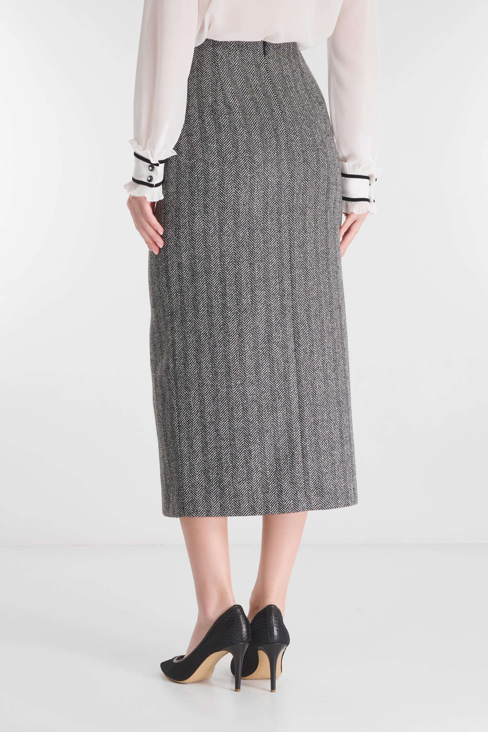 Юбка-карандаш с принтом «елочка» Бренд Caterina Leman