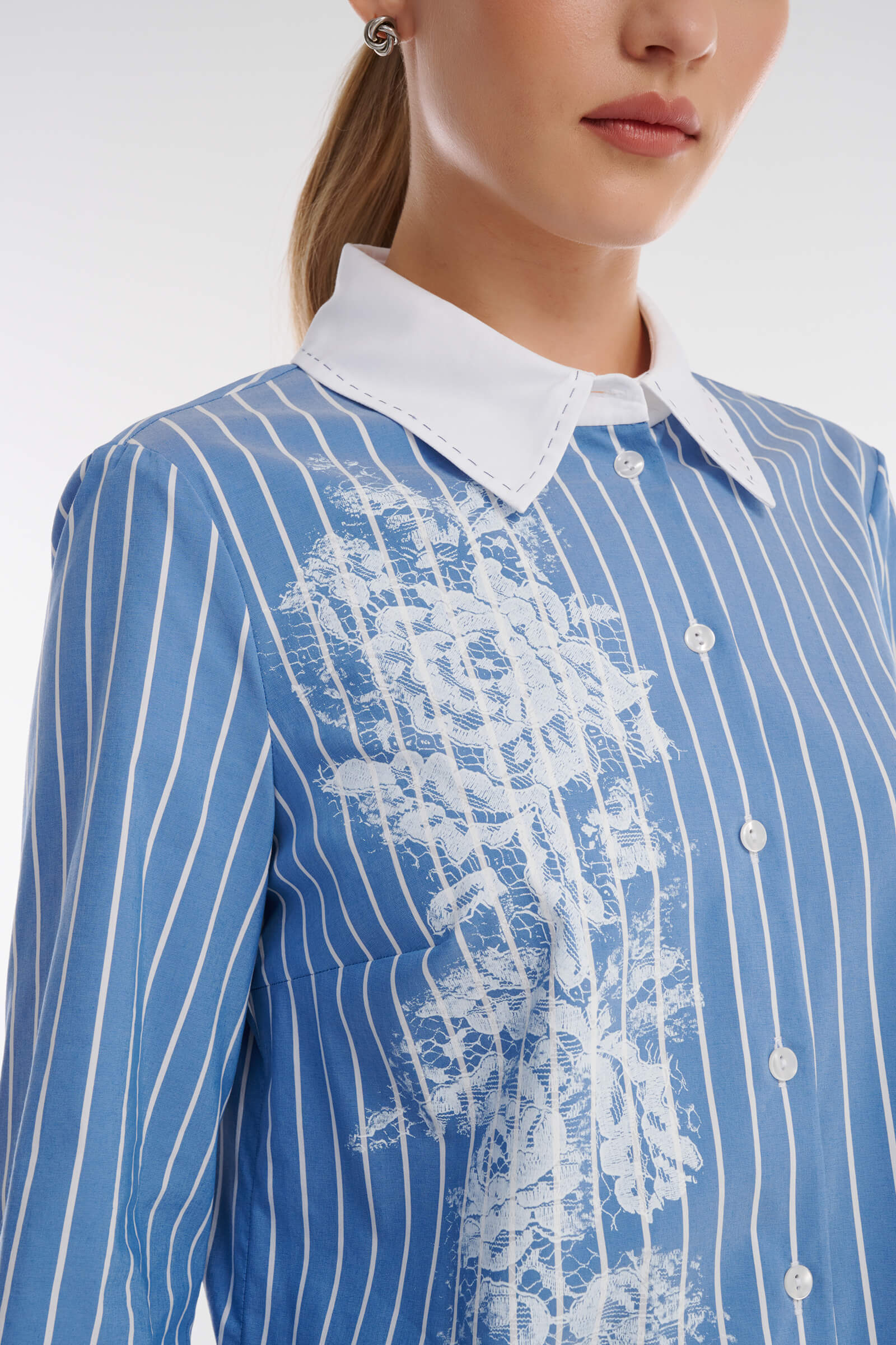 Рубашка в полоску с кружевом Бренд Caterina Leman
