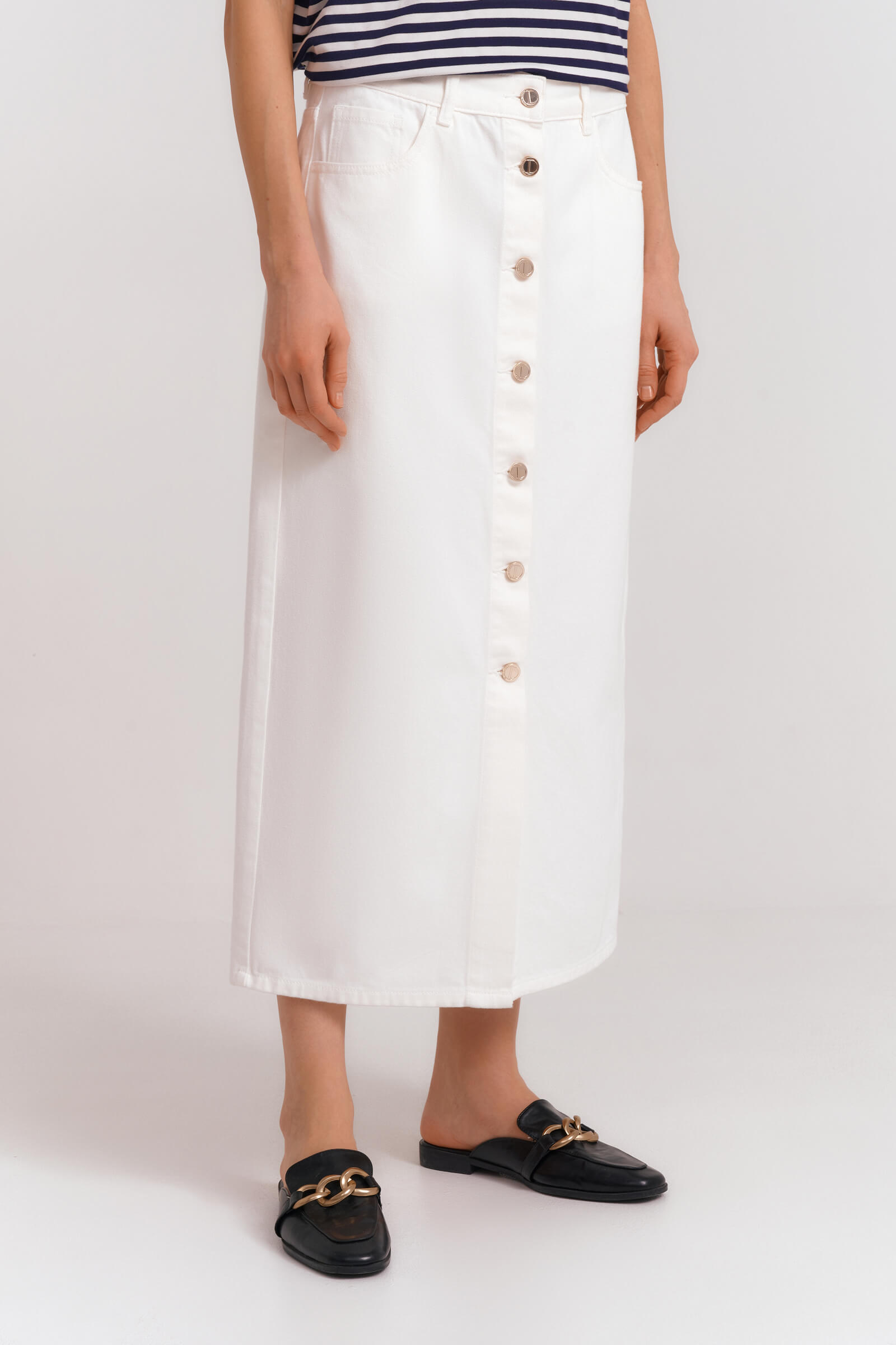 Юбка из денима на пуговицах Бренд Diana Gallesi