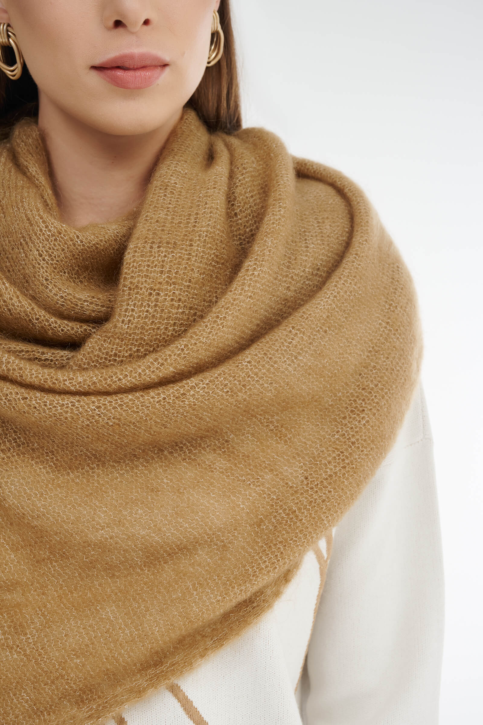 Длинный шарф из шерсти и мохера Бренд Sarah Pacini