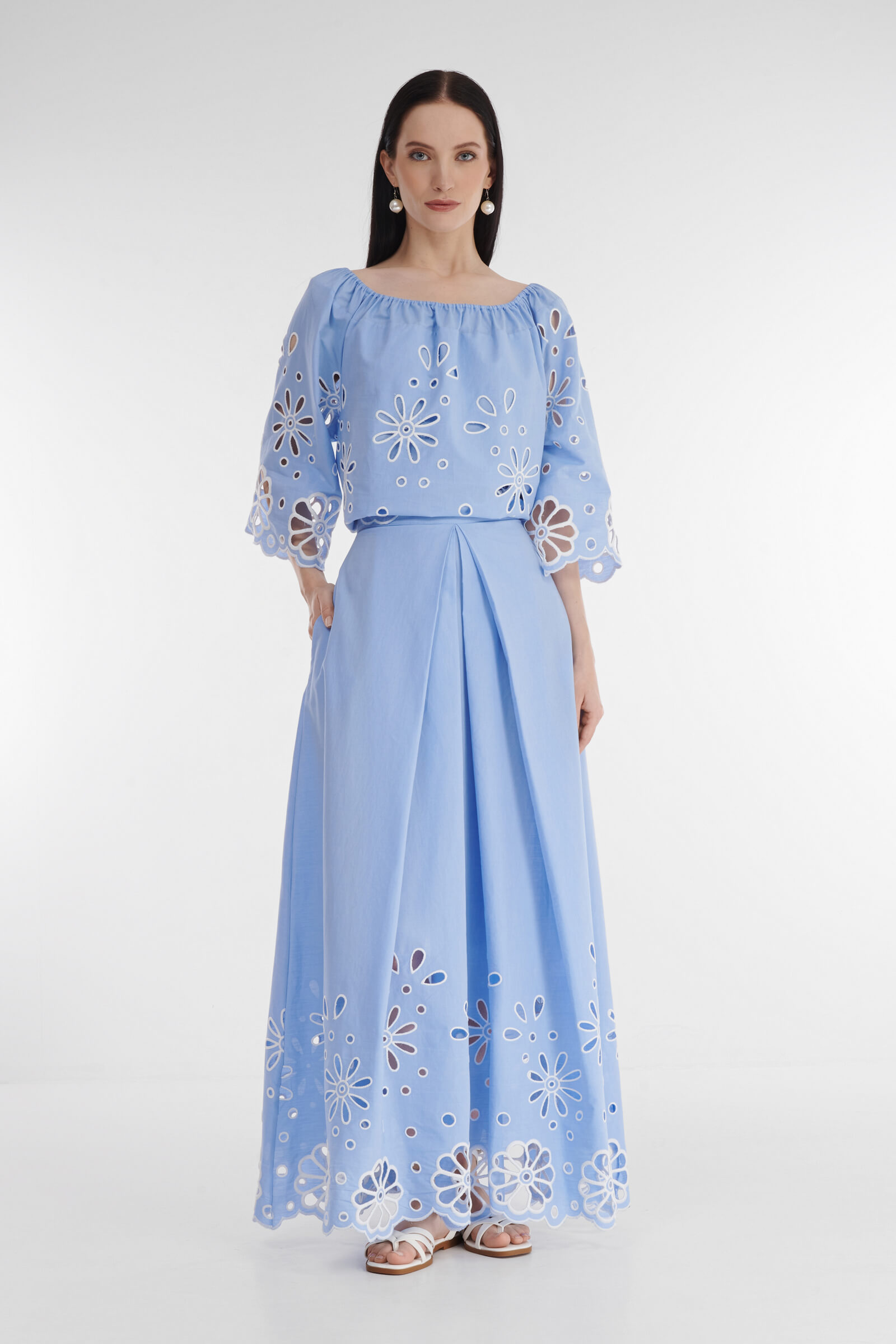 Хлопковая длинная юбка с цветочным узором Бренд Milva Mi