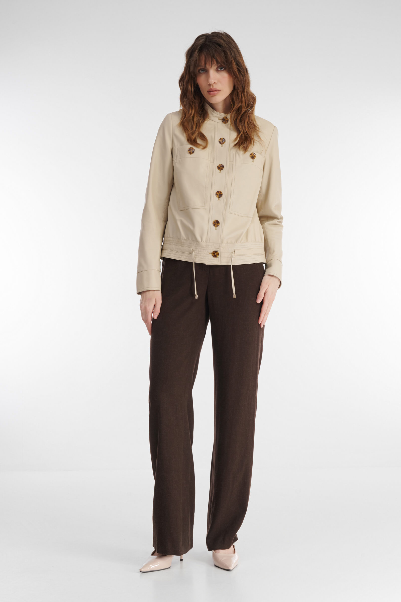 Укороченная куртка из натуральной кожи Бренд Caterina Leman