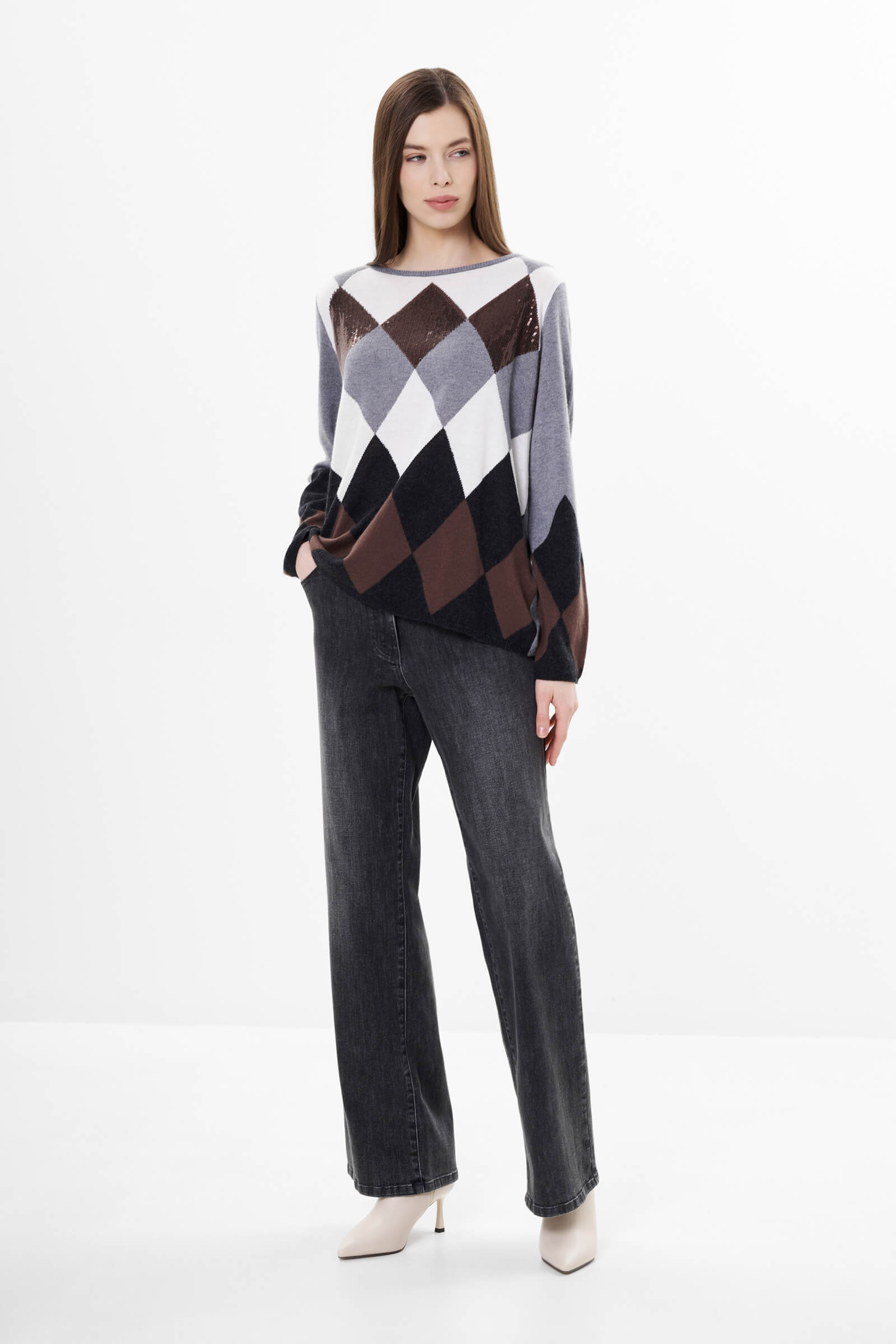 Джемпер с принтом и пайетками Бренд Luisa Viola