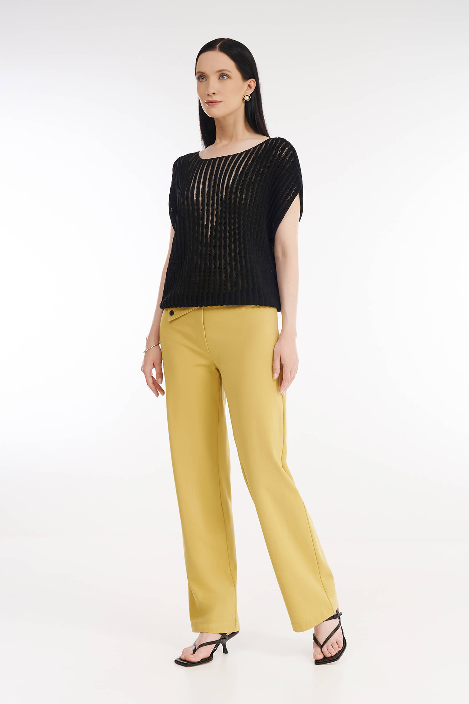 Длинные брюки с асимметричной деталью Бренд Sarah Pacini