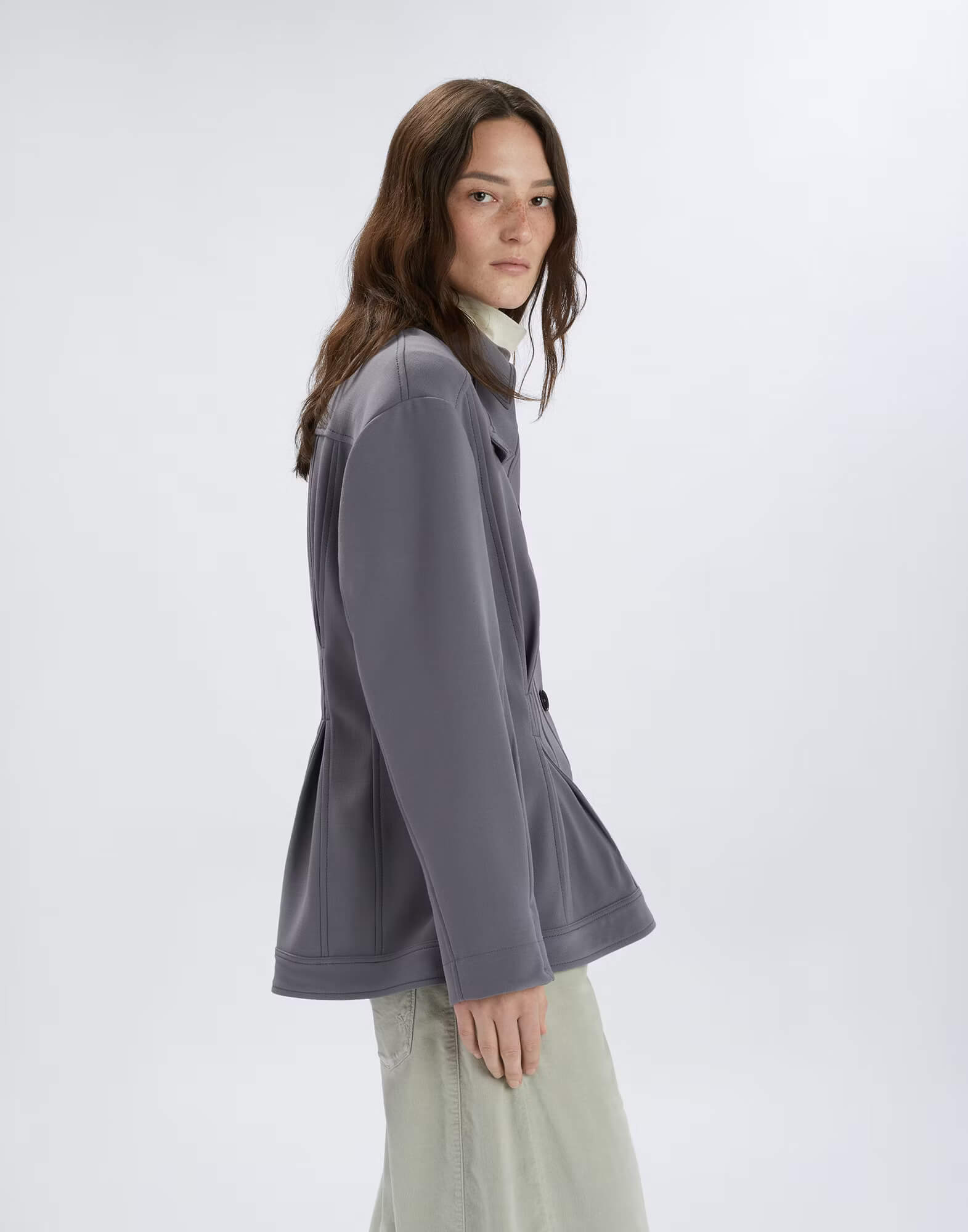 Приталенный жакет из эластичного шерстяного трикотажа Бренд High