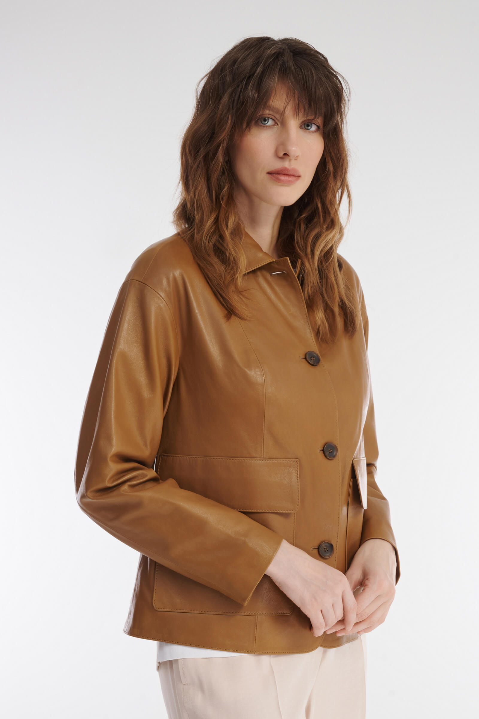 Укороченная куртка из натуральной кожи Бренд Caterina Leman