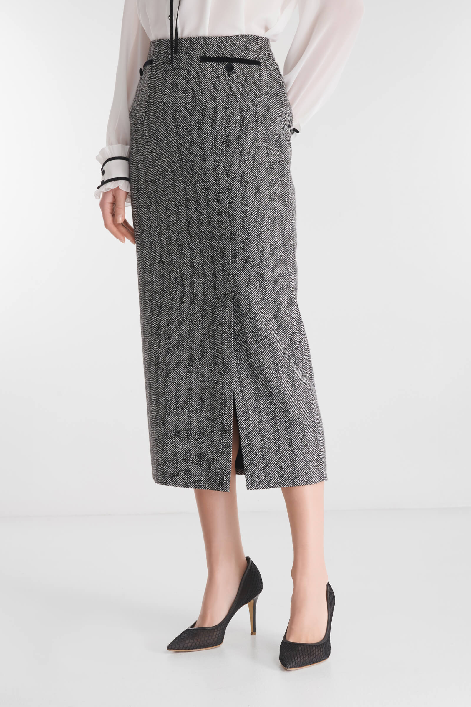 Юбка-карандаш с принтом «елочка» Бренд Caterina Leman