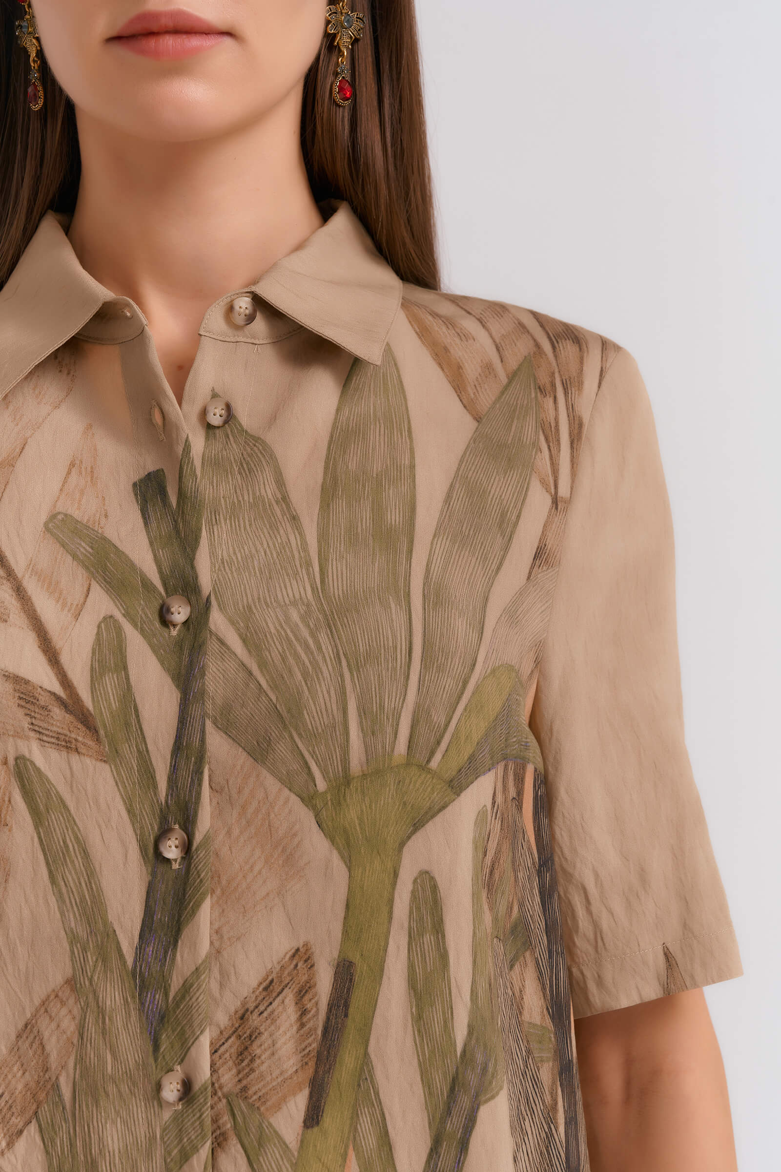 Платье-рубашка с растительным принтом Бренд Diana Gallesi