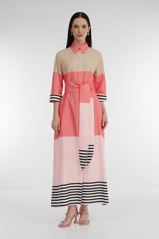 Хлопковое платье-рубашка с поясом Бренд Milva Mi