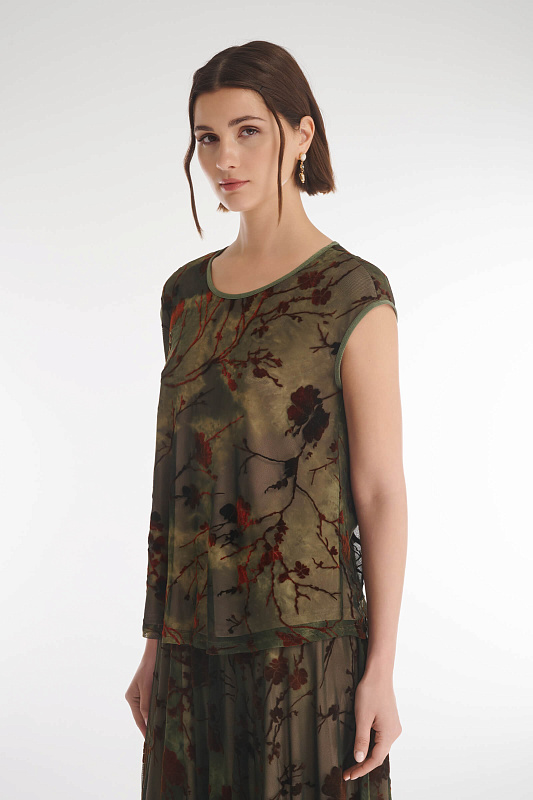 Топ с бархатным цветочным узором Бренд Caterina Leman