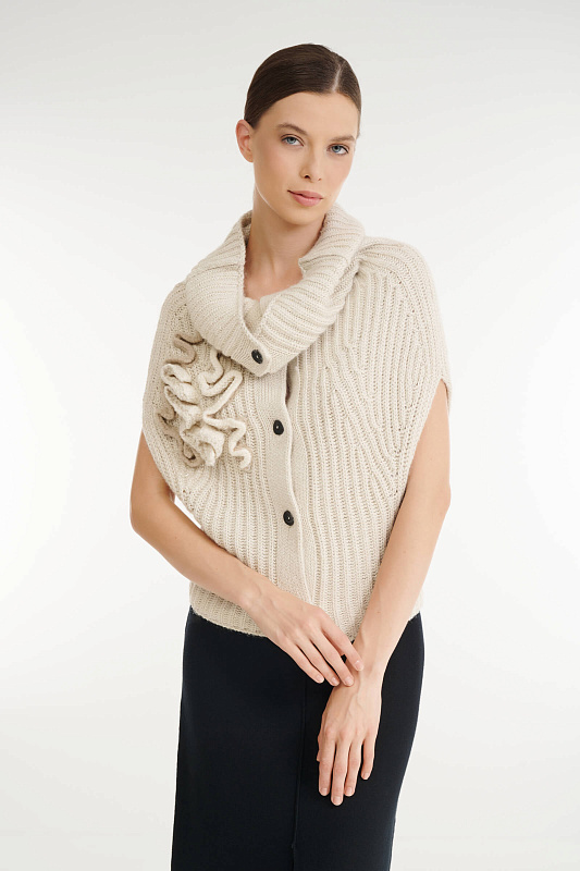 Вязаный кардиган с объемным воротом Бренд Sarah Pacini