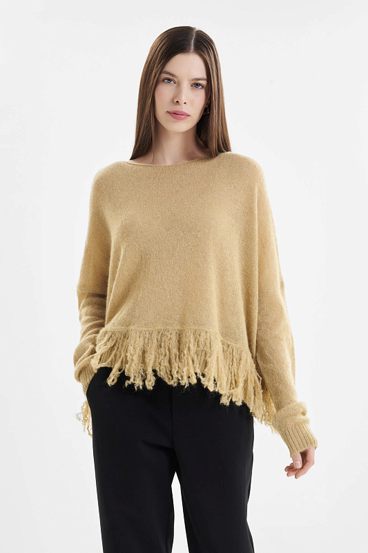 Асимметричный джемпер с бахромой Бренд Sarah Pacini