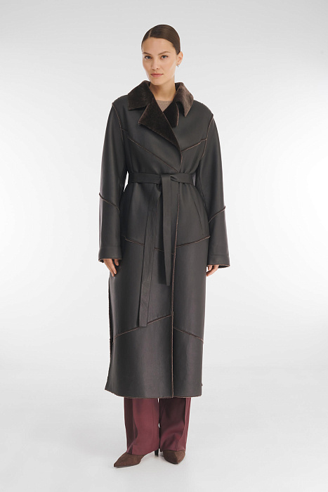 Длинная дубленка с английским воротником Бренд Caterina Leman