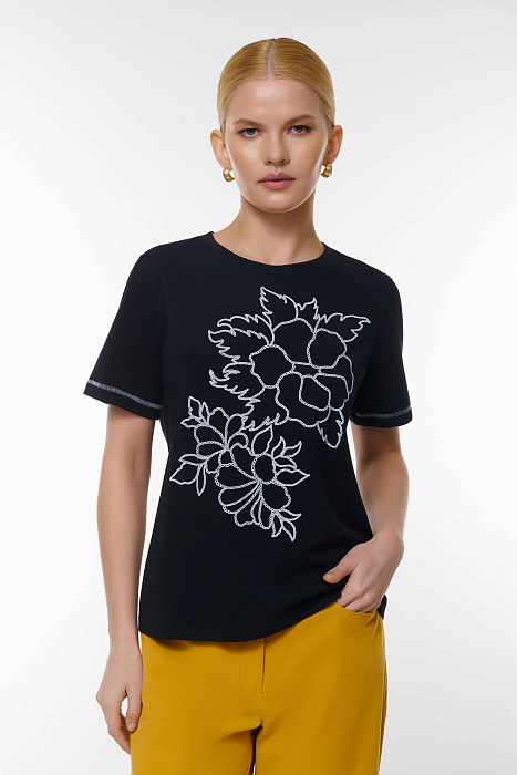 Футболка с цветочной вышивкой Бренд Caterina Leman