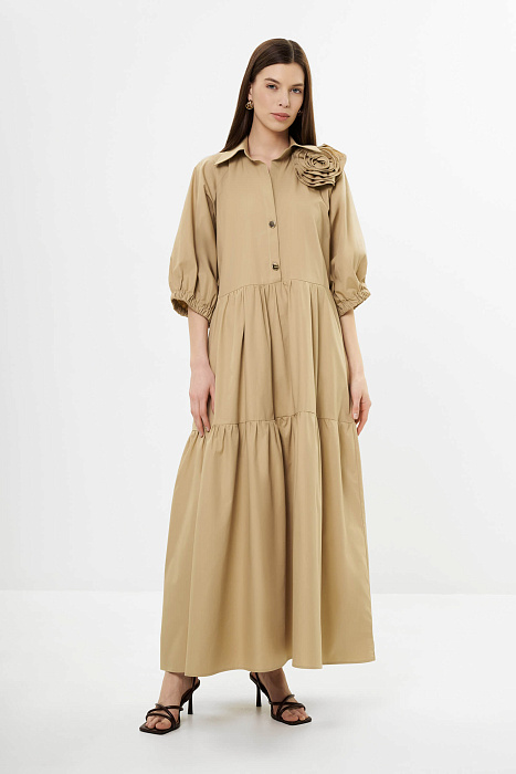 Хлопковое платье-рубашка с объемными рукавами Бренд Daniela Drei