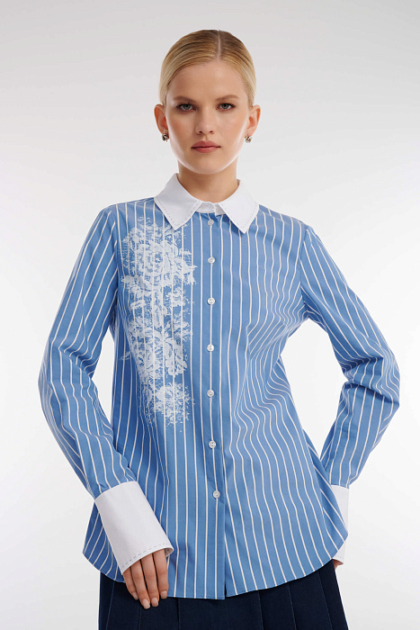 Рубашка в полоску с кружевом Бренд Caterina Leman