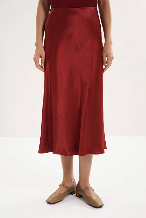 Атласная юбка с жатым эффектом Бренд MM