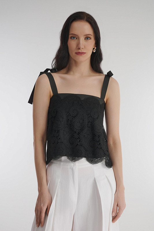 Хлопковый ажурный топ на завязках Бренд Milva Mi