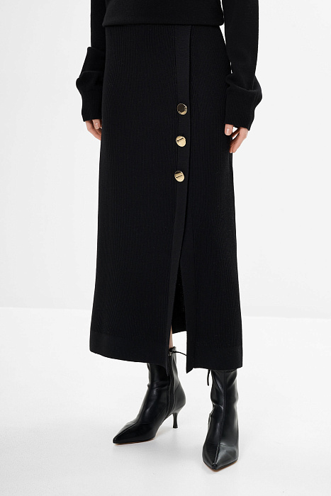 Трикотажная юбка из шерсти в рубчик Бренд Daniela Drei