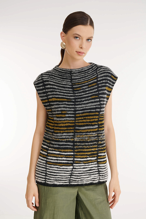 Трикотажный жилет с полосатым узором Бренд Sarah Pacini