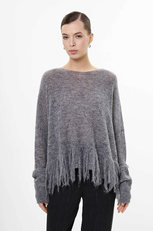 Асимметричный джемпер с бахромой Бренд Sarah Pacini