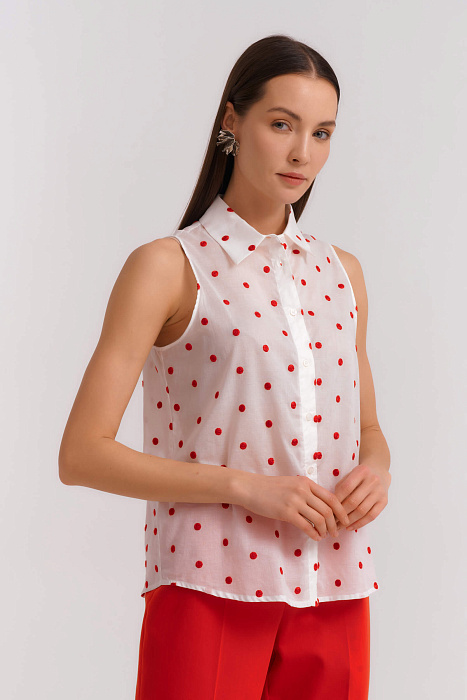 Рубашка без рукавов с вышивкой Бренд Diana Gallesi