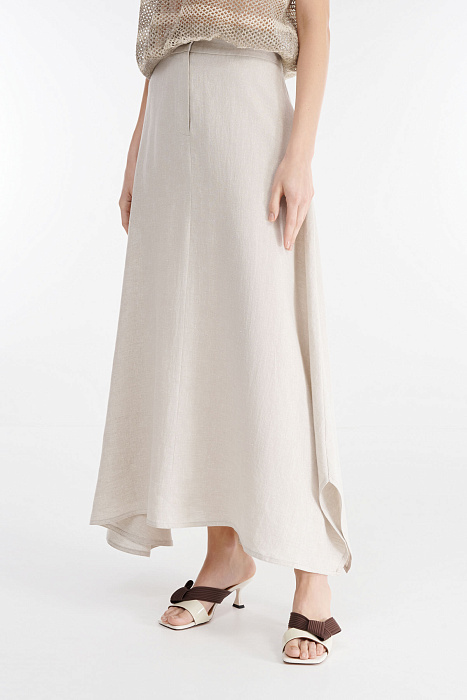 Льняная юбка с асимметричным подолом Бренд Sarah Pacini