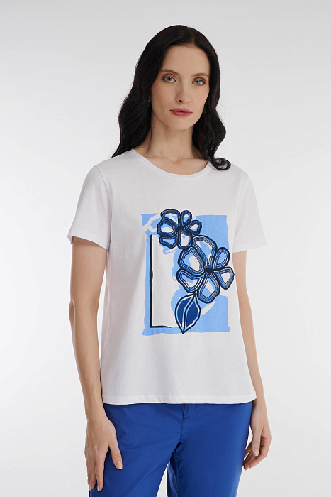 Хлопковая футболка с принтом Бренд Diana Gallesi