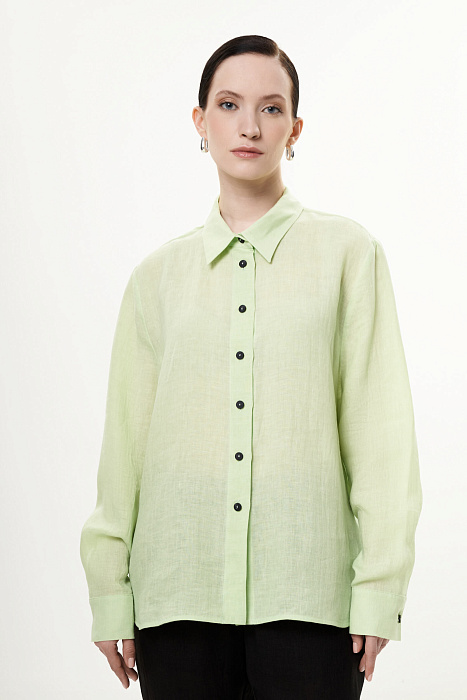 Льняная рубашка на пуговицах Бренд Sarah Pacini