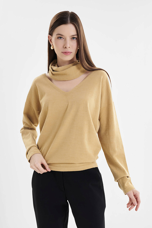 Пуловер из шелковистой вискозы со снудом в комплекте Бренд Sarah Pacini