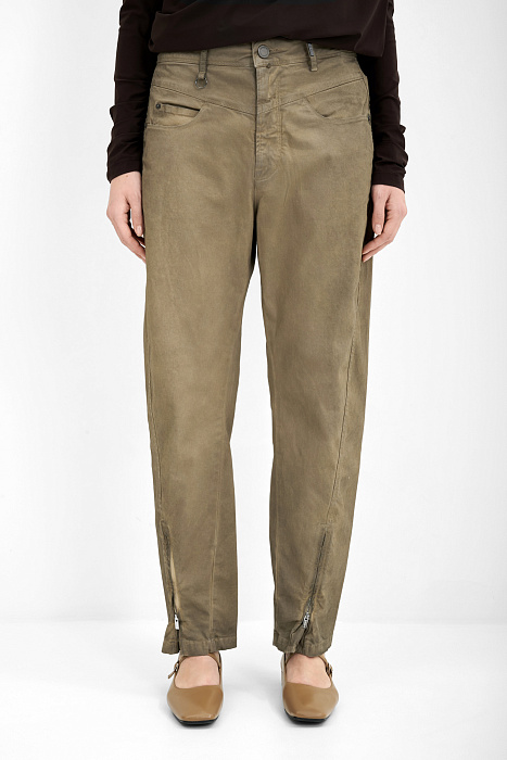 Зауженные брюки с молниями Бренд High