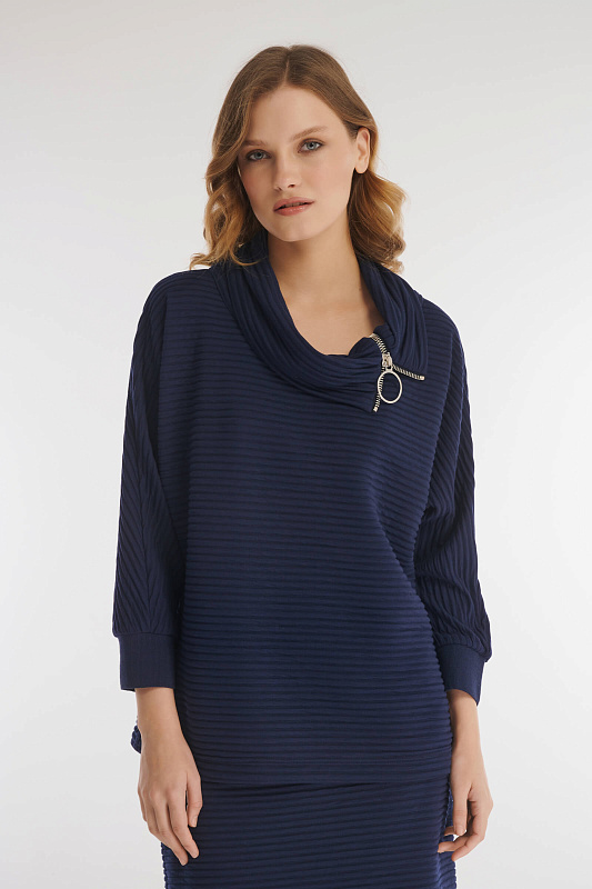 Фактурный свитшот с воротником на молнии Бренд Caterina Leman