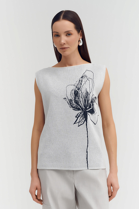 Трикотажный топ с цветочным узором Бренд Sarah Pacini