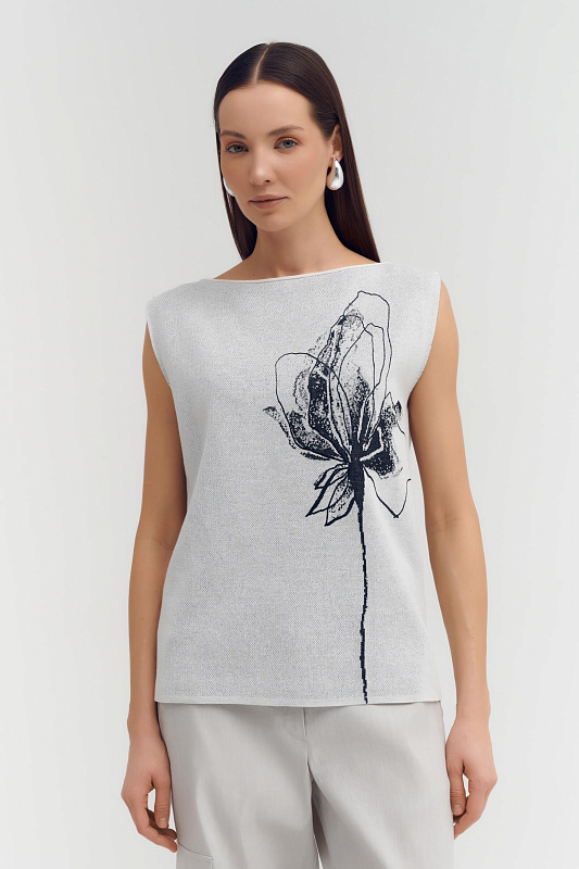 Трикотажный топ с цветочным узором Бренд Sarah Pacini