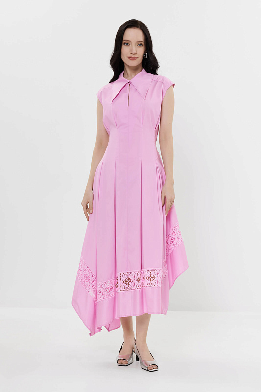 Хлопковое платье с асимметричным подолом Бренд Milva Mi