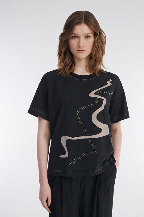 Футболка с принтом и стразами Бренд Caterina Leman